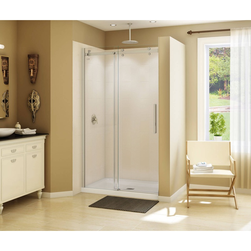 MAAX 138996-900-305-000 Halo 44 -47 x 78  in. 8mm Sliding Shower Door for Alcove Installation with Clear glass in Brushed Nickel