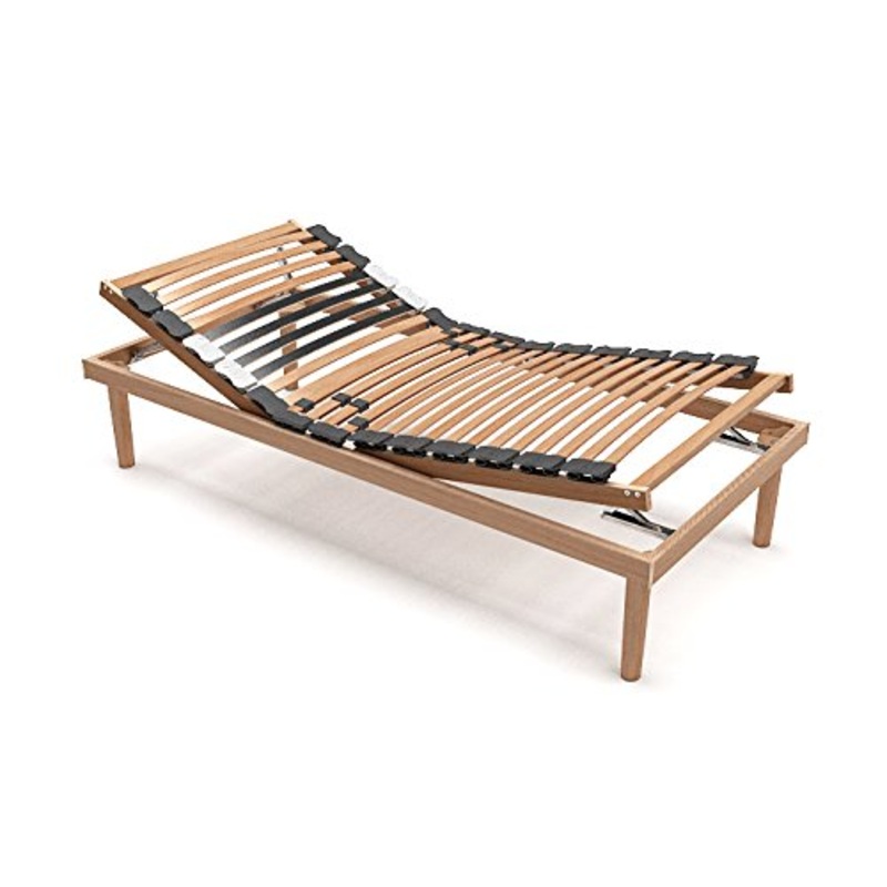 MEMORYLINE Gold Line – Rete con doghe singola (80×190), alzata reclinabile manualmente, telaio e doghe in legno naturale di faggio, Dispositivo medico per sgravi fiscali