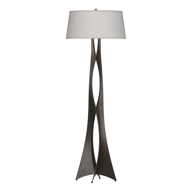 Moreau Floor Lamp Oil Rubbed Bronze Flax Shade (SE)