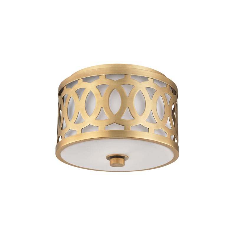 One Light Flush Mount from the Genesee Collection in Aged Brass Finish by Hudson Valley
