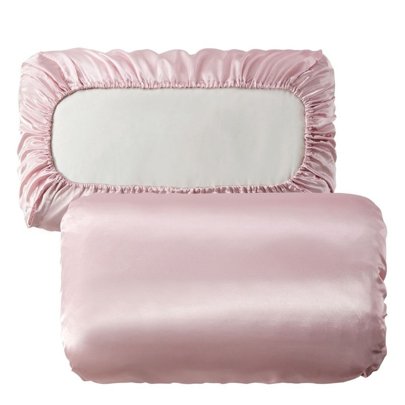 Pink Silky Satin Pillowcase Pair – Smooth for Hair & Skin, Elastic Fitted (46×70+16cm)