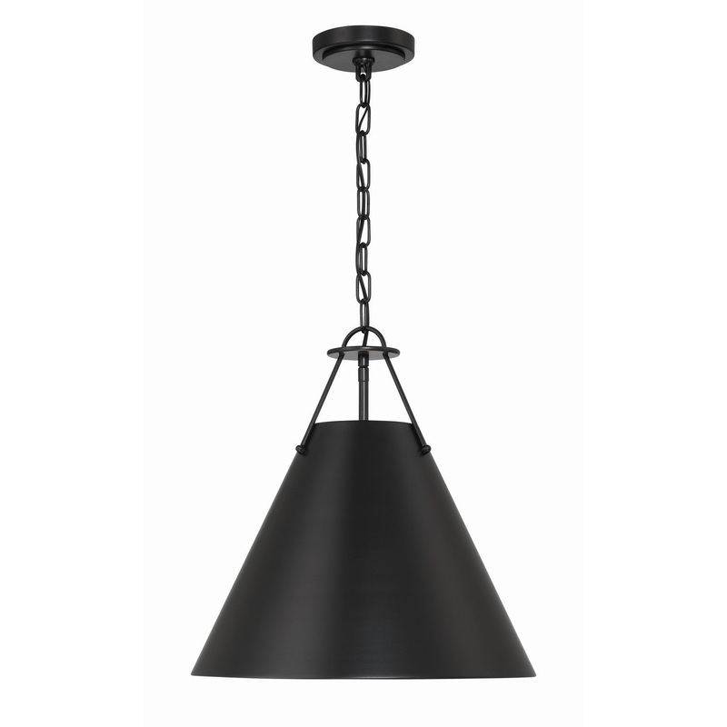 Three Light Pendant from the Xavier Collection in Matte Black Finish by Crystorama
