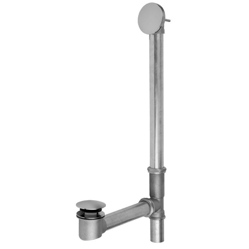 Tub Drain Bottom Outlet Standard Toe Control with Faceplate Round Waste Polished Chrome Brass 6 Inch