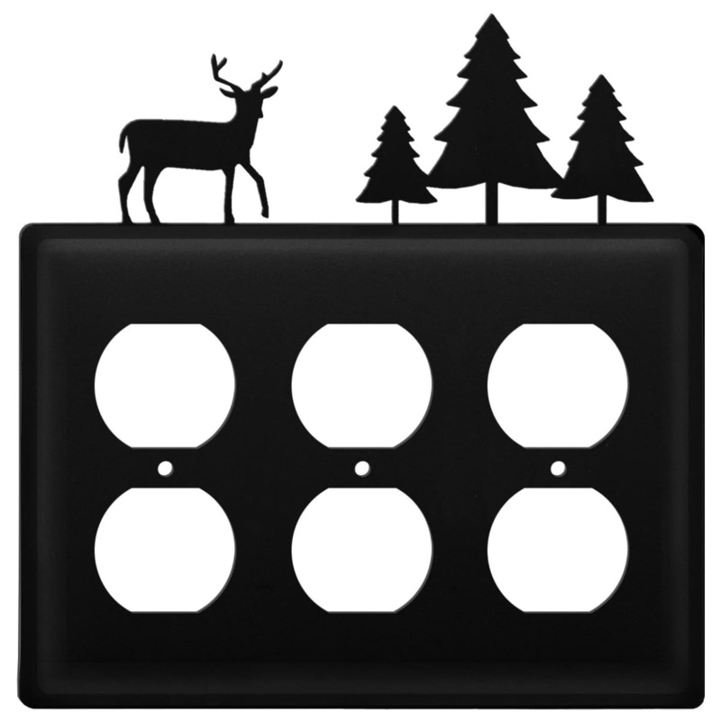 Village Wrought Iron EOOO-203 Triple Deer & Pine Trees Triple Outlet Cover CUSTOM Product
