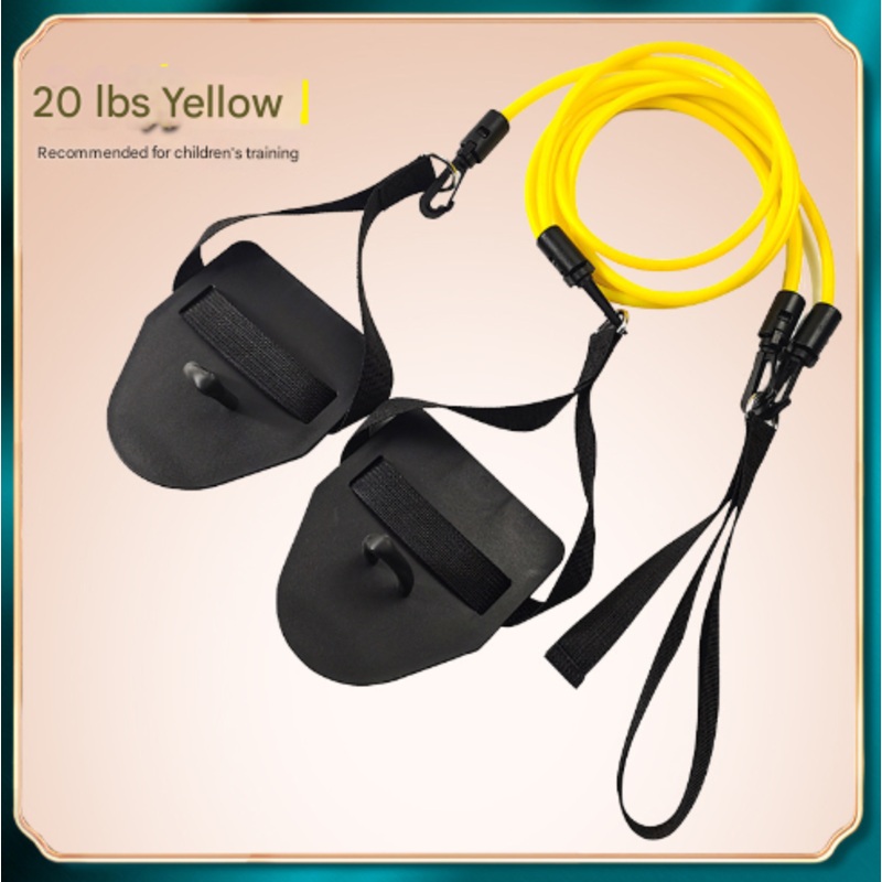 Yellow Flippers [Training Stroke] [20lbs] Swim Resistance Band Trainer – Dry-Land Arm Strength & Stroke Exercise Cords