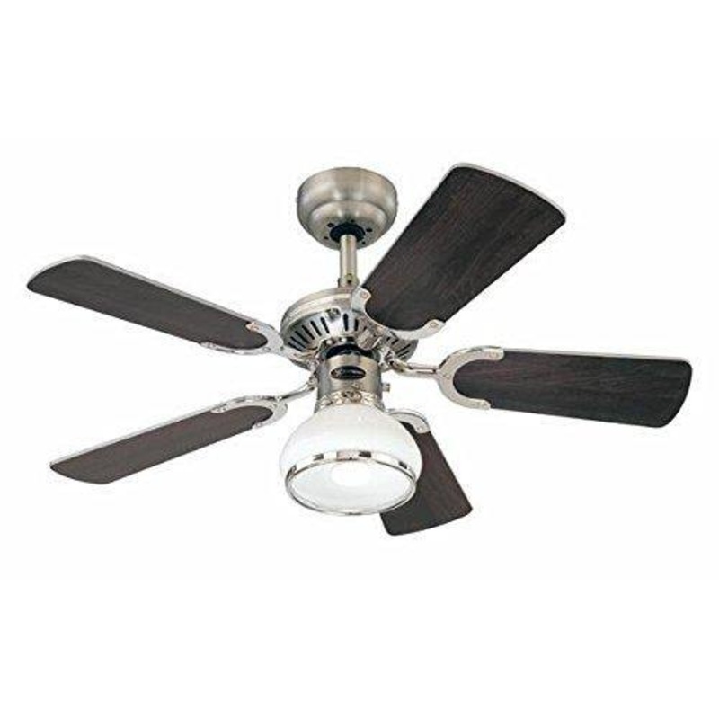 72415 Princess Radiance II One-Light 90 cm ventilatore a soffitto per interni a cinque pale, finitura in peltro nero / cromo con plafoniera a cupola