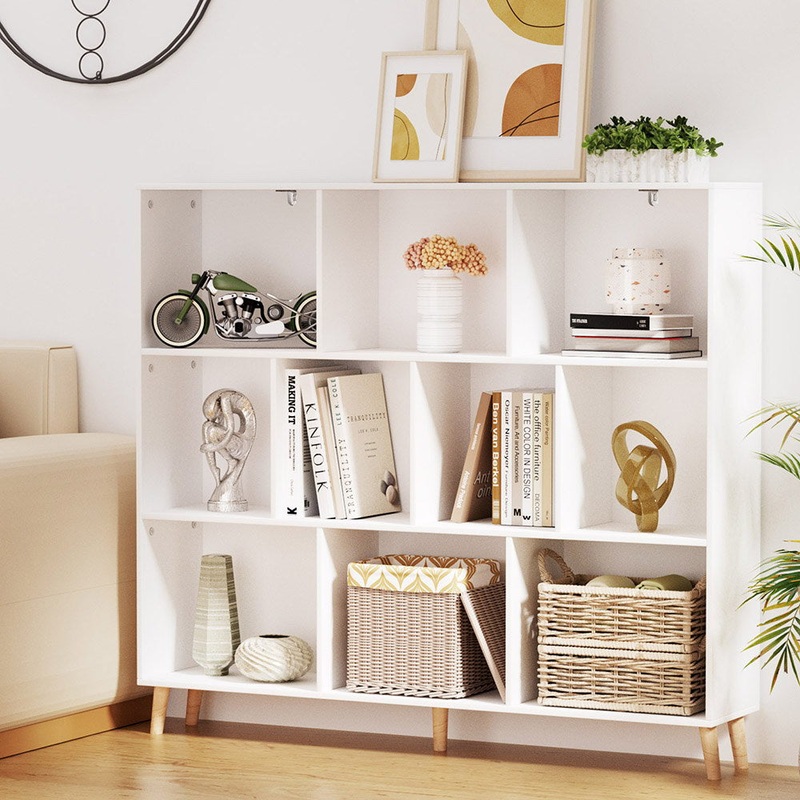 Artiss Bookshelf 3 Tiers 10 Cubes – CORA White
