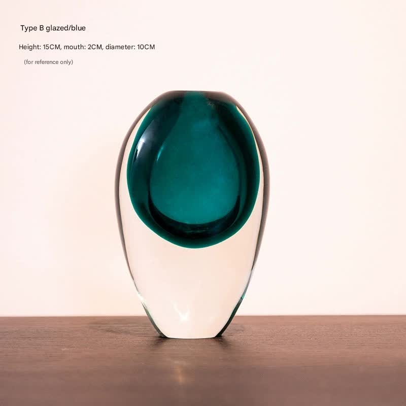 Artistic Teardrop Glass Vase – Handcrafted Glazed Finish for Hydroponics & Floral Decor(blue)