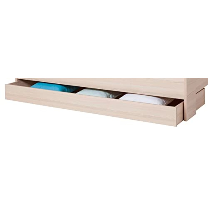 COMPOSAD | Cassettone Estraibile con Ruote per Letto , Cassettone Contenitore, Cassetto per Letto, Dimensioni (LxAxP) 202x17x83,50 cm, Colore Frassino, Made in Italy