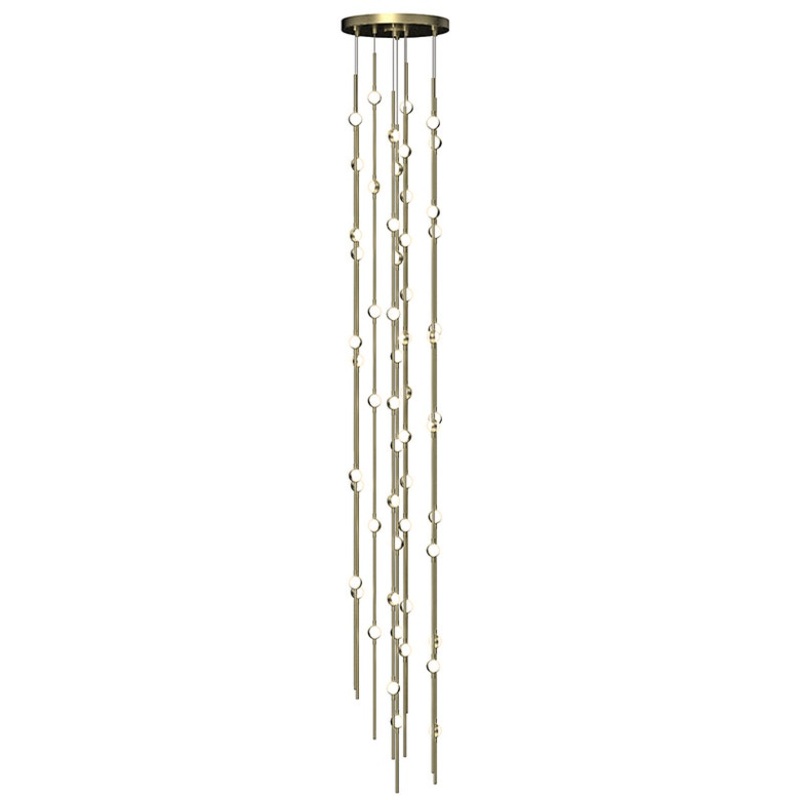 Constellation Andromeda Tall 12″ Round LED Pendant Satin Brass with White Optical Acrylic 2700K 20′ Adjustable Cord