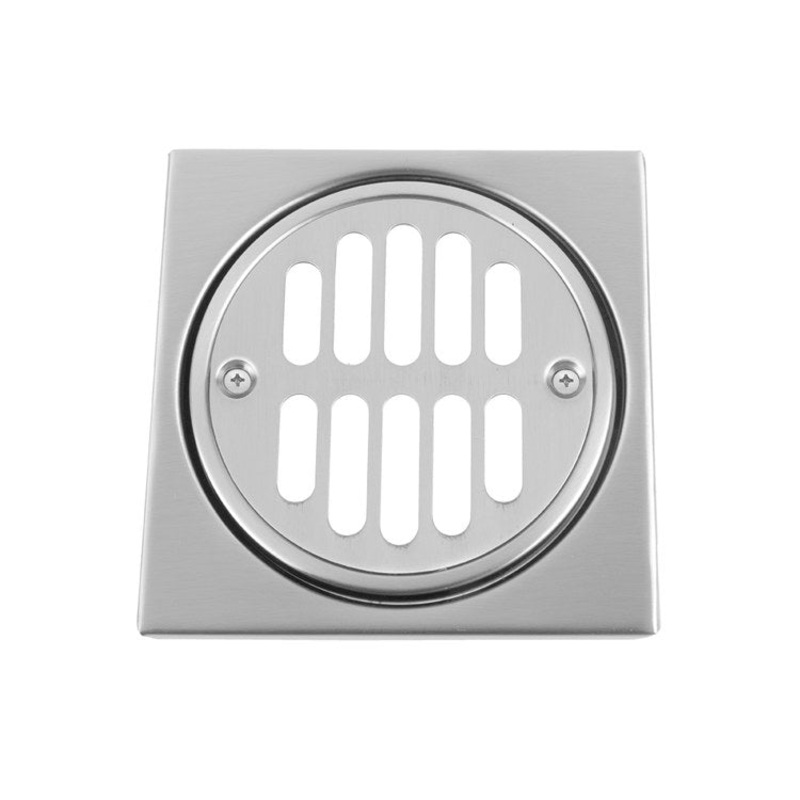 Drain Plate Square Shower 4-1/4 x 4-1/4 Inch Polished Chrome Brass Depth 1/4 Inch