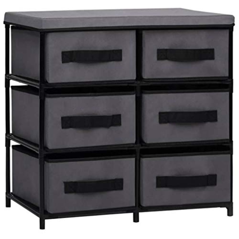FAMIROSA Armadietto con 6 Cassetti 55x29x55 cm Grigio in Acciaio