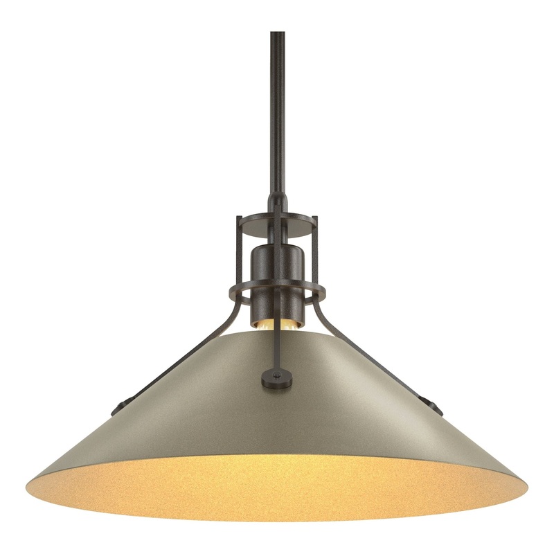 Henry Medium Steel Shade Pendant Oil Rubbed Bronze Soft Gold
