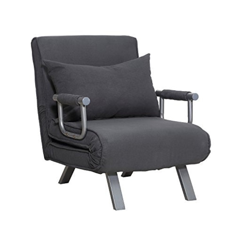 homcom Divano Letto Multifunzionale 2 in 1 Moderno Schienale Inclinabile Soggiorno 65  69  82cm Grigio