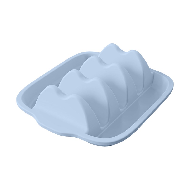 Light Blue Silicone Taco Holder Tray – Creative Non-Slip Corn Taco Serving Rack with 4 Compartments