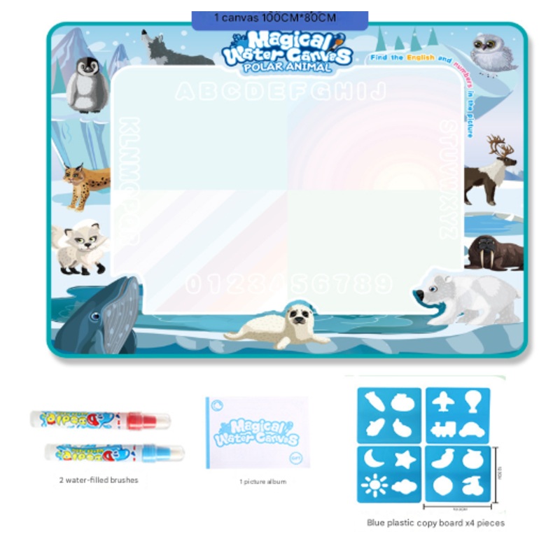South And North Poles Giant Aqua Magic Doodle Mat 100x80cm – Mess-Free Reusable Water Drawing Pad for Creative Kids