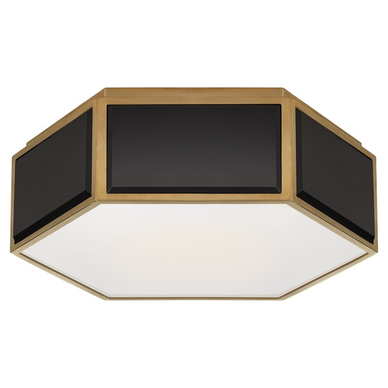 Two Light Flush Mount from the Bradford Collection in Black And Soft Brass Finish by Visual Comfort Signature