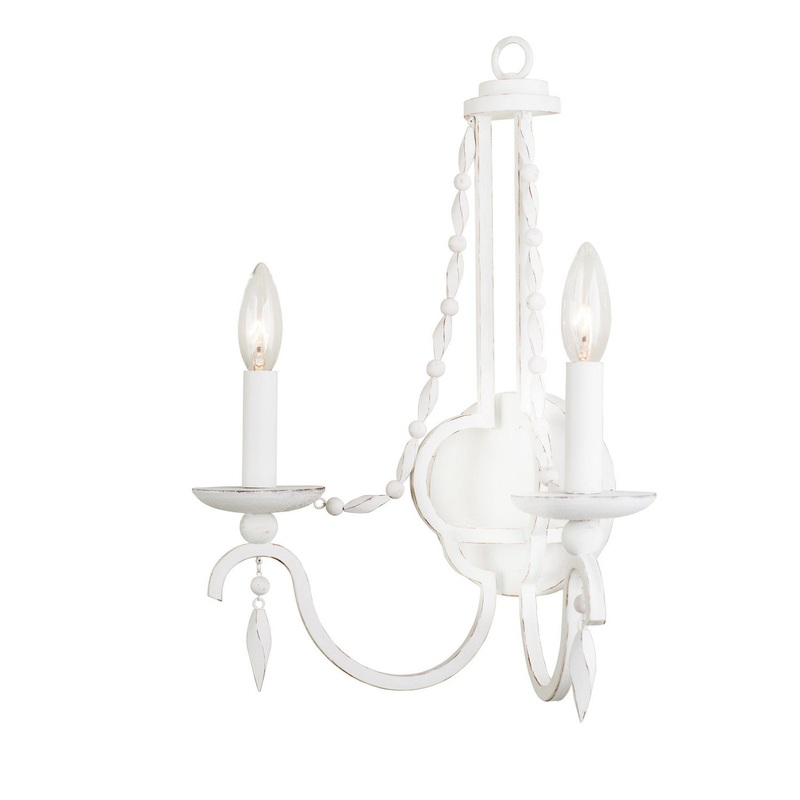 Two Light Wall Bracket from the Acadia Collection in Distressed White Finish by Kalco
