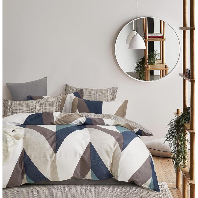 100% Cotton Oliver Reversible Printed Quilt Cover Set – King Size