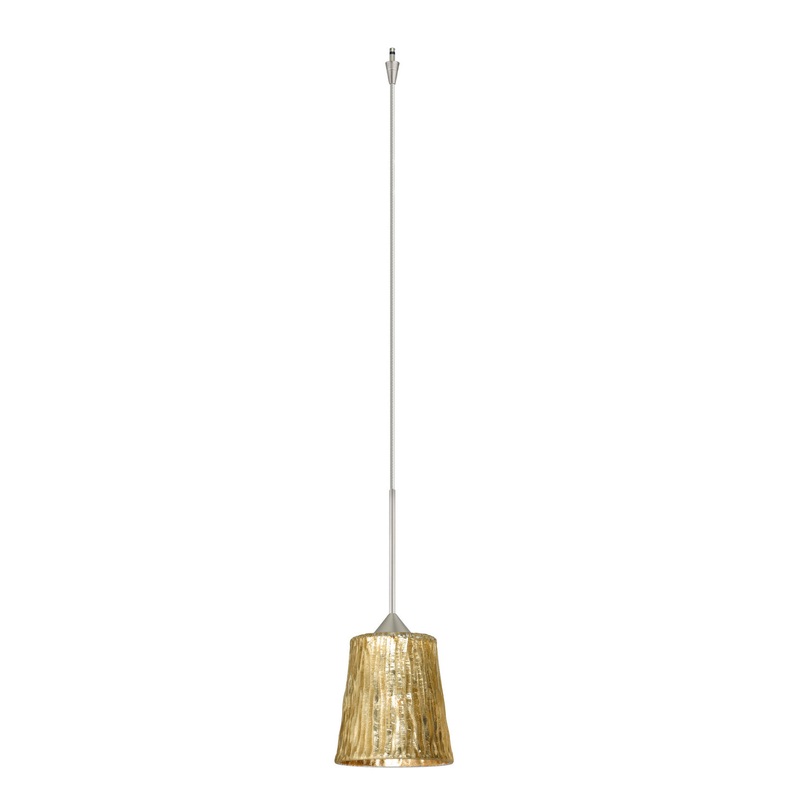 Besa XP-5125GF-SN Nico One Light Pendant Satin Nickel
