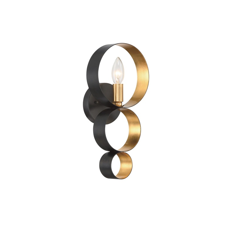 Crystorama 581-EB-GA Luna One Light Wall Sconce English Bronze / Antique Gold