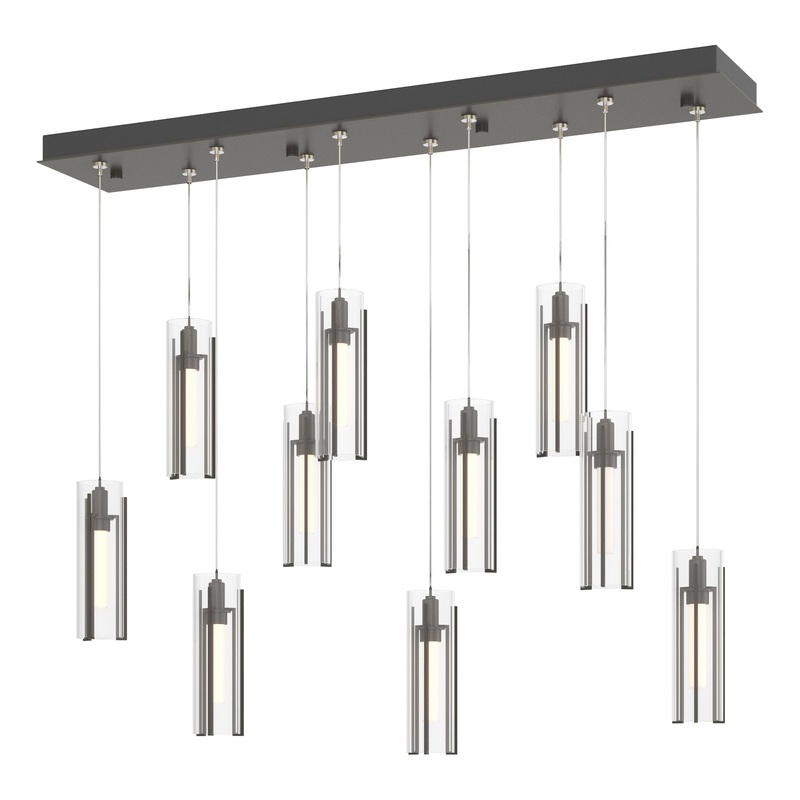 Exos Glass 10-Light Pendant Dark Smoke Clear Glass (ZM)