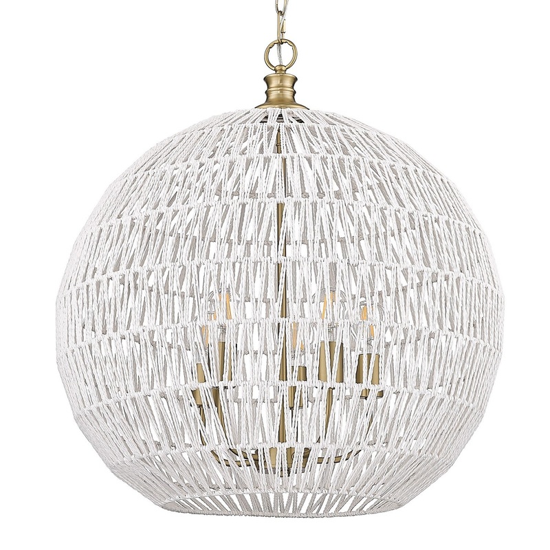 Five Light Pendant from the Florence Collection in Brushed Champagne Bronze Finish by Golden