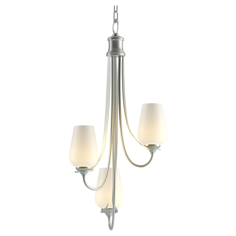 Flora 3-Arm Chandelier Vintage Platinum Opal Glass (GG)