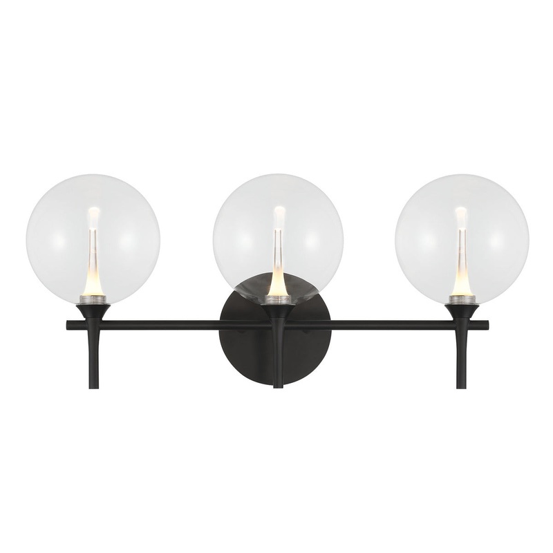 Iissa 3-Light Vanity Light Black Clear Glass