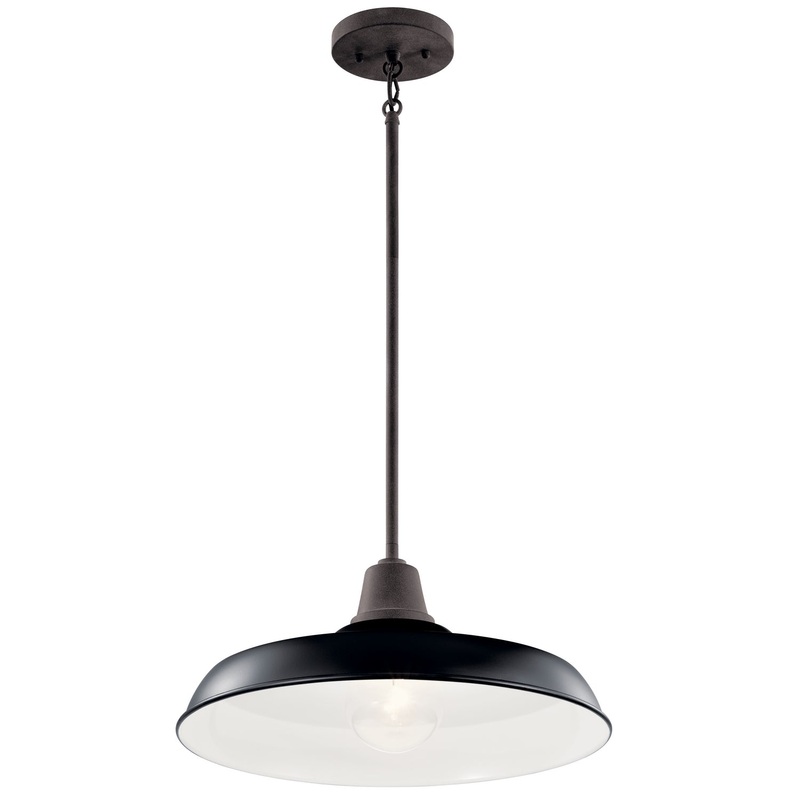 Kichler 49993BK One Light Outdoor Pendant/Semi Flush, Black