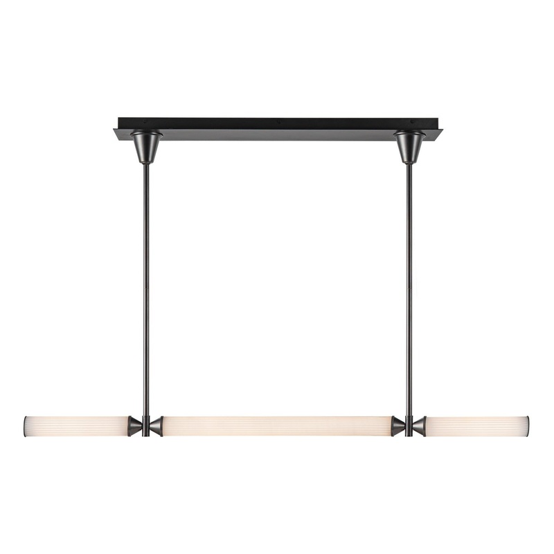 LED Linear Pendant from the Edwin Collection in Urban Bronze/Frosted Ribbed Glass Finish by Alora