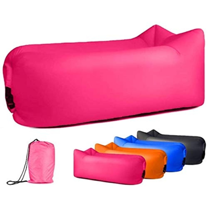 Lettino da Viaggio Lettino da Viaggio Gonfiabile Lounger Divano con Bagagli Air Bag Hammock Gonfiabile Divano Fit for Il Viaggio, Campeggio, Piscina e Spiaggia, con Il Sacchetto 5-26 (Color : Pink)