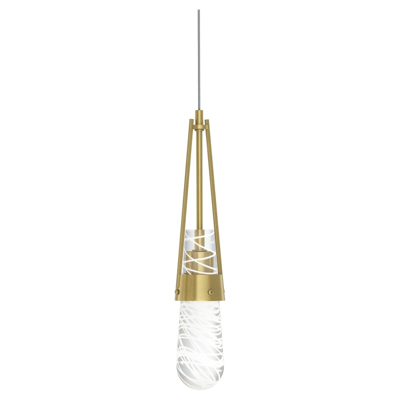 Link Blown Glass Low Voltage Mini Pendant Modern Brass Clear Glass with White Threading (YJ)