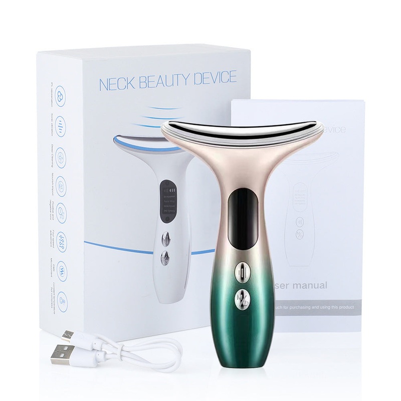 Multi-Function Neck & Face Beauty Device – 4-in-1 LED Light Therapy, EMS Lifting & Anti-Wrinkle Massager(Gradient)