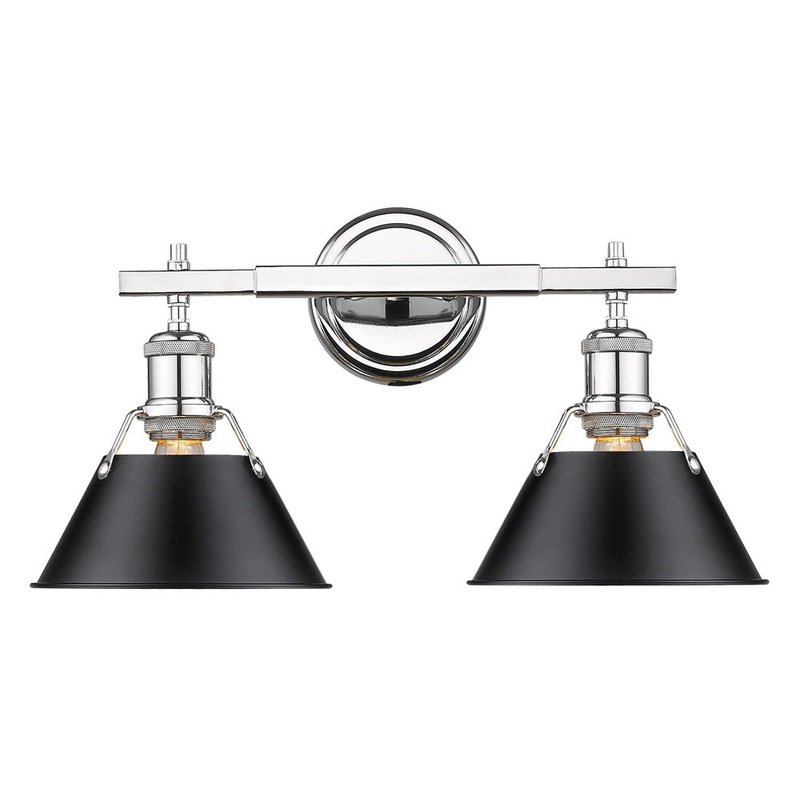 Orwell CH 2 Light Bath Vanity in Chrome with Matte Black Shade