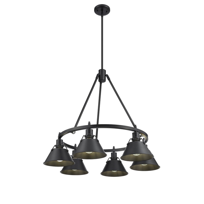 Six Light Chandelier from the Orwell Collection in Matte Black Finish by Golden