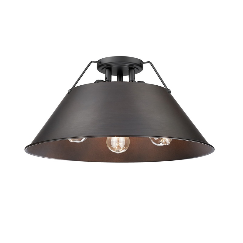 Three Light Flush Mount from the Orwell Collection in Matte Black Finish by Golden