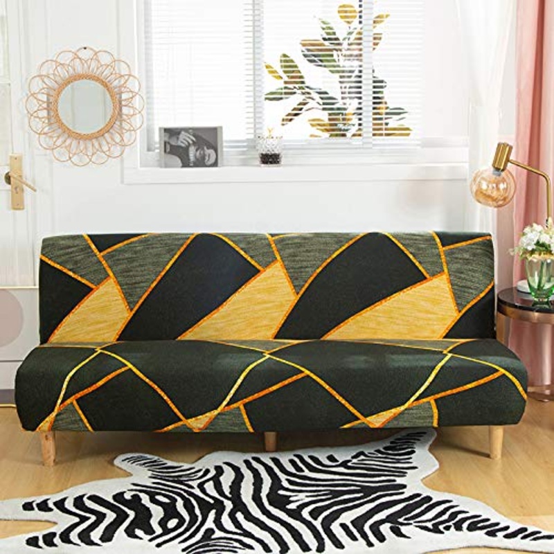 TOPCHANCES Fodera per divano letto senza braccioli, in poliestere spandex Futon, antiscivolo elastico completamente pieghevole divano divano letto universale fodera protettiva per mobili (tempo)