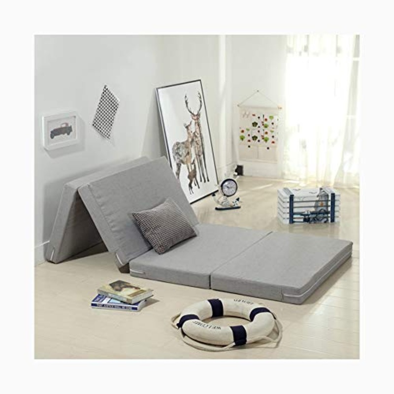 YANGLY 8 Centimetri di Spessore Materasso Pieghevole Multifunzione 4 Fold Materasso for I Giochi di Gioco, Picnic, Yoga, Tatami (Color : Light Gray, Size : 35x75inch)