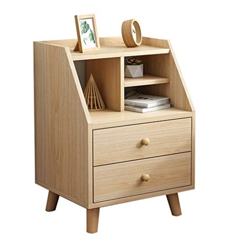 Comodino Cassetto Domestica Assemblea Doppio pompaggio Locker Camera Studio Corridoio Bagno in Legno Massiccio Addensare Soggiorno Multifunzione 40X34X63cm FANJIANI (Color : Oak Color)