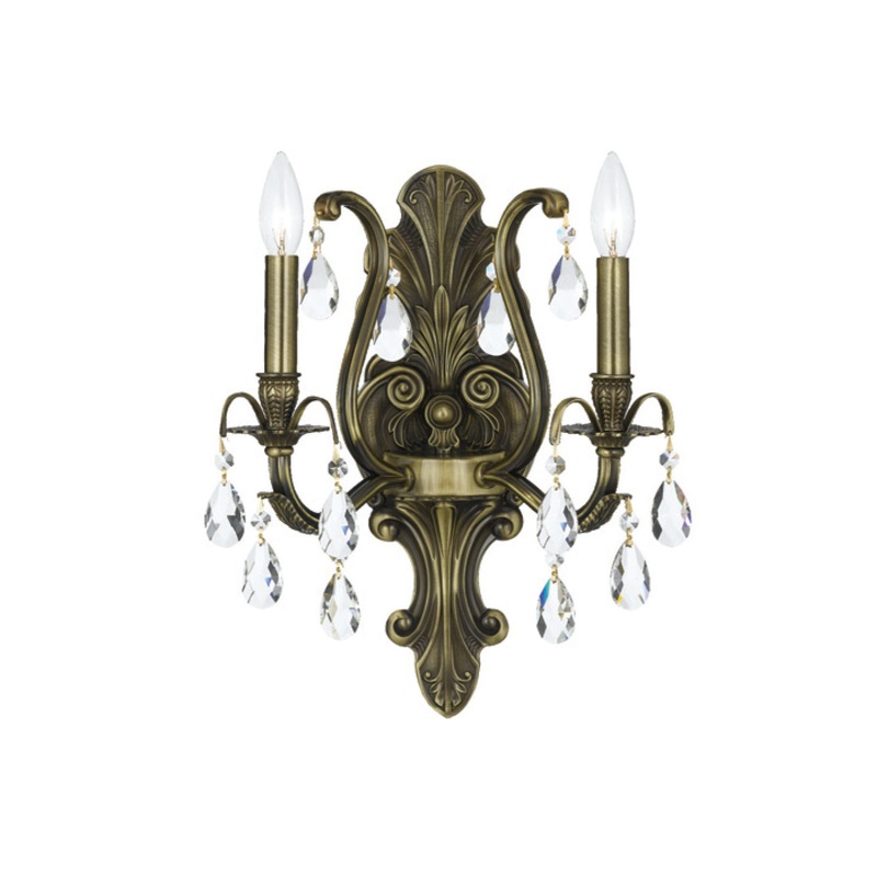Crystorama 5563-AB-CL-S Dawson Two Light Wall Sconce Antique Brass