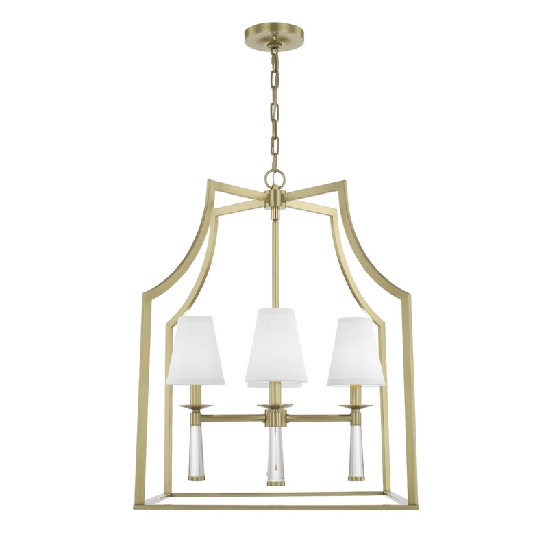 Crystorama 8864-AG Baxter Four Light Chandelier Aged Brass