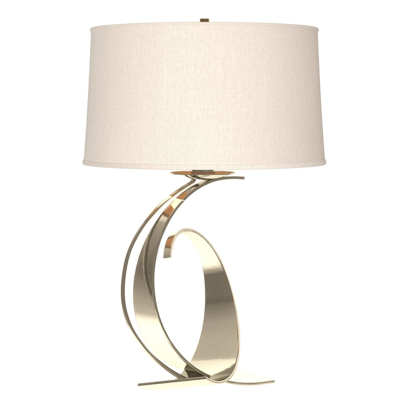 Fullered Impressions Large Table Lamp Sterling Flax Shade (SE)