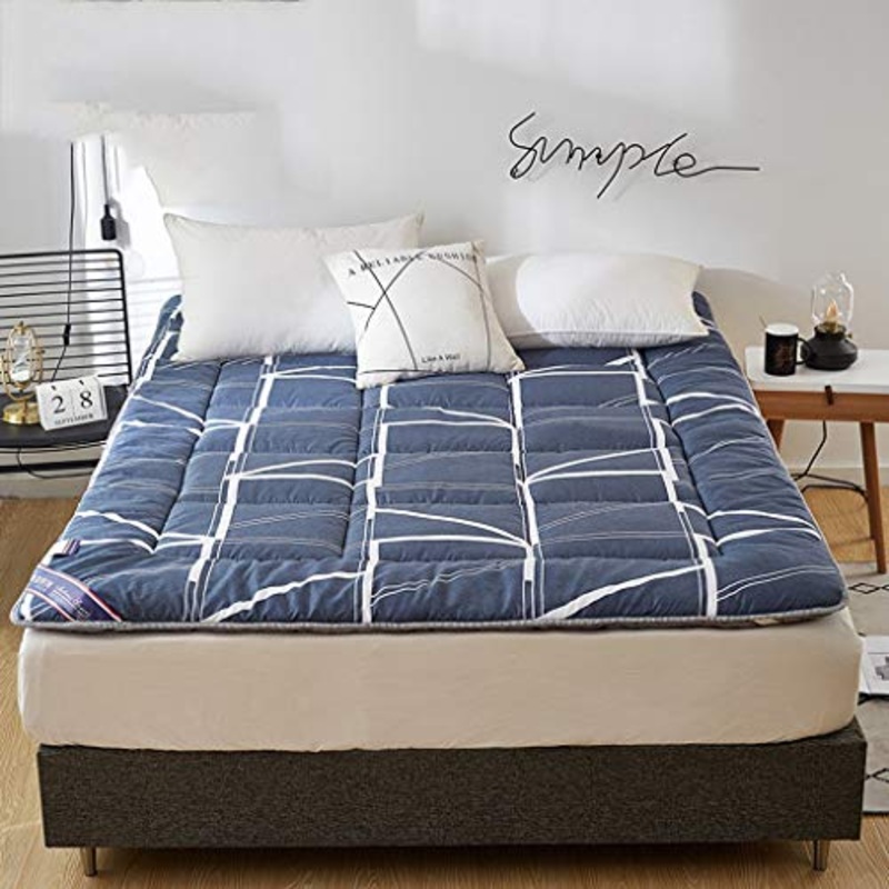 Huan Pieghevole Morbido Materasso futon, Comodo Respirabile Sleeping Pad Spesso Giapponese Tatami Tappetino for Vivere Dormitorio Campeggio (Colore: Blu,) (Colore : Blu, Size : 150cm X180CM)
