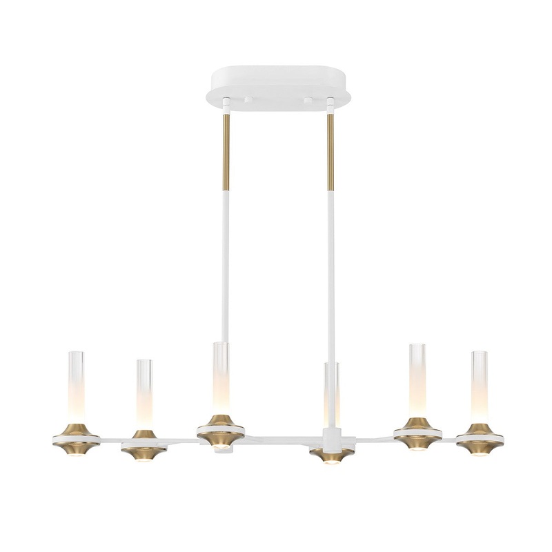 LED Chandelier from the Torcia Collection in White and Brass Finish by Eurofase