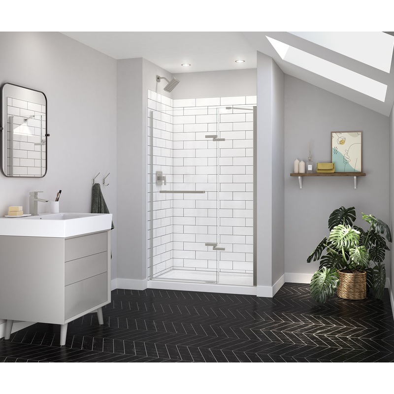 MAAX 139578-900-305-000 Reveal Sleek 71 44-47 x 71  in. 8mm Pivot Shower Door for Alcove Installation with Clear glass in Brushed Nickel