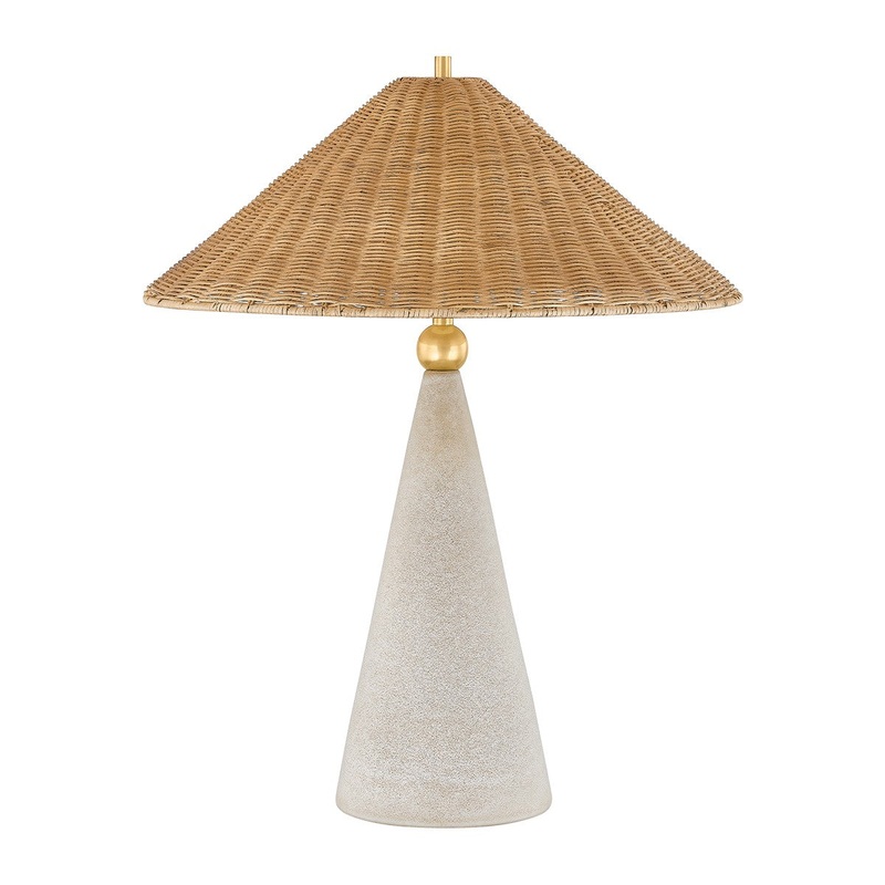 One Light Table Lamp from the Perilla Collection in Aged Brass/ Ceramic Windswept White Finish by Mitzi