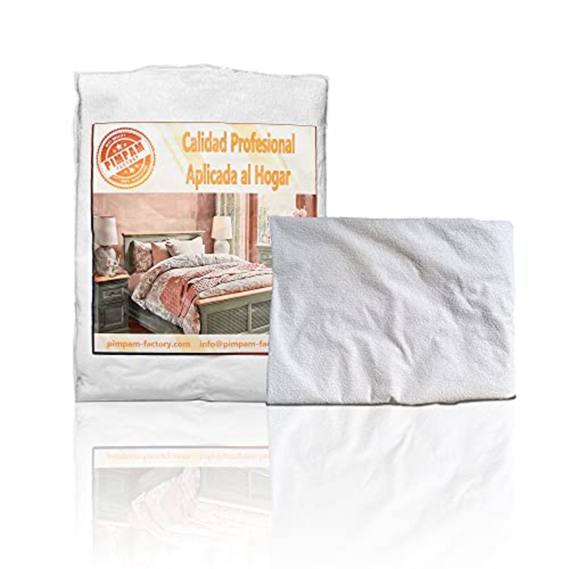 PimPam Factory Pack da 2 Coprimaterasso Impermeabile in Cotone 80×160 cm, Traspirante e Anti Acari, Coprimaterasso Anti Piaghe da Decubito, Coprimaterasso da Letto, Prodotto in Europa. Bianco