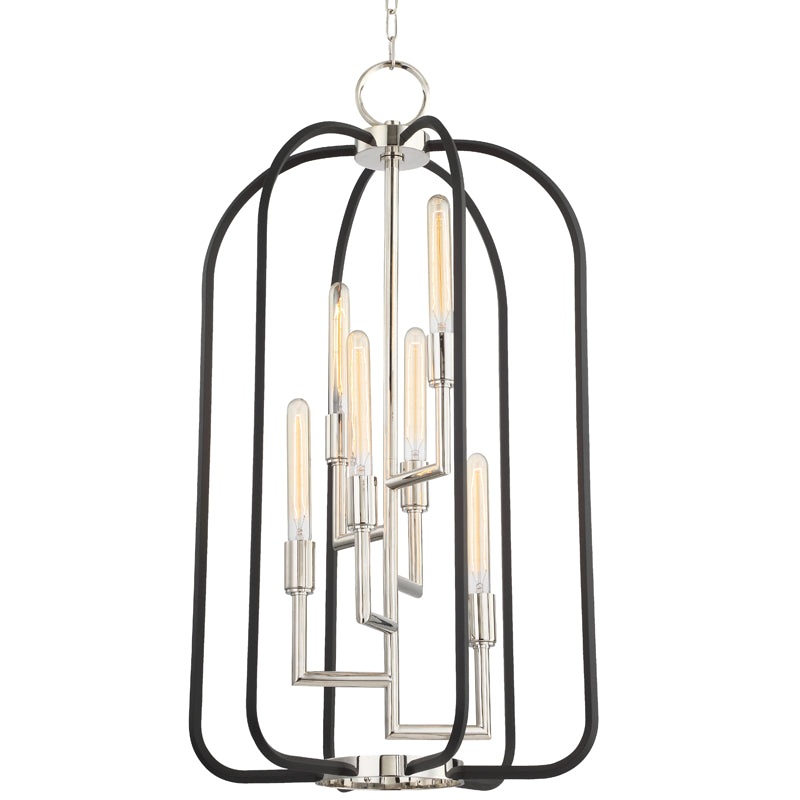 Six Light Chandelier from the Angler Collection in Polished Nickel Finish by Hudson Valley