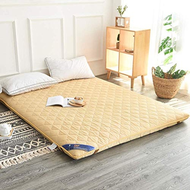 Z&HA Materasso Futon Caldo Spesso, Materasso Futon Memory Foam, Materasso Letto Pieghevole con Cuscino Antiscivolo,Beige,150x 200cm